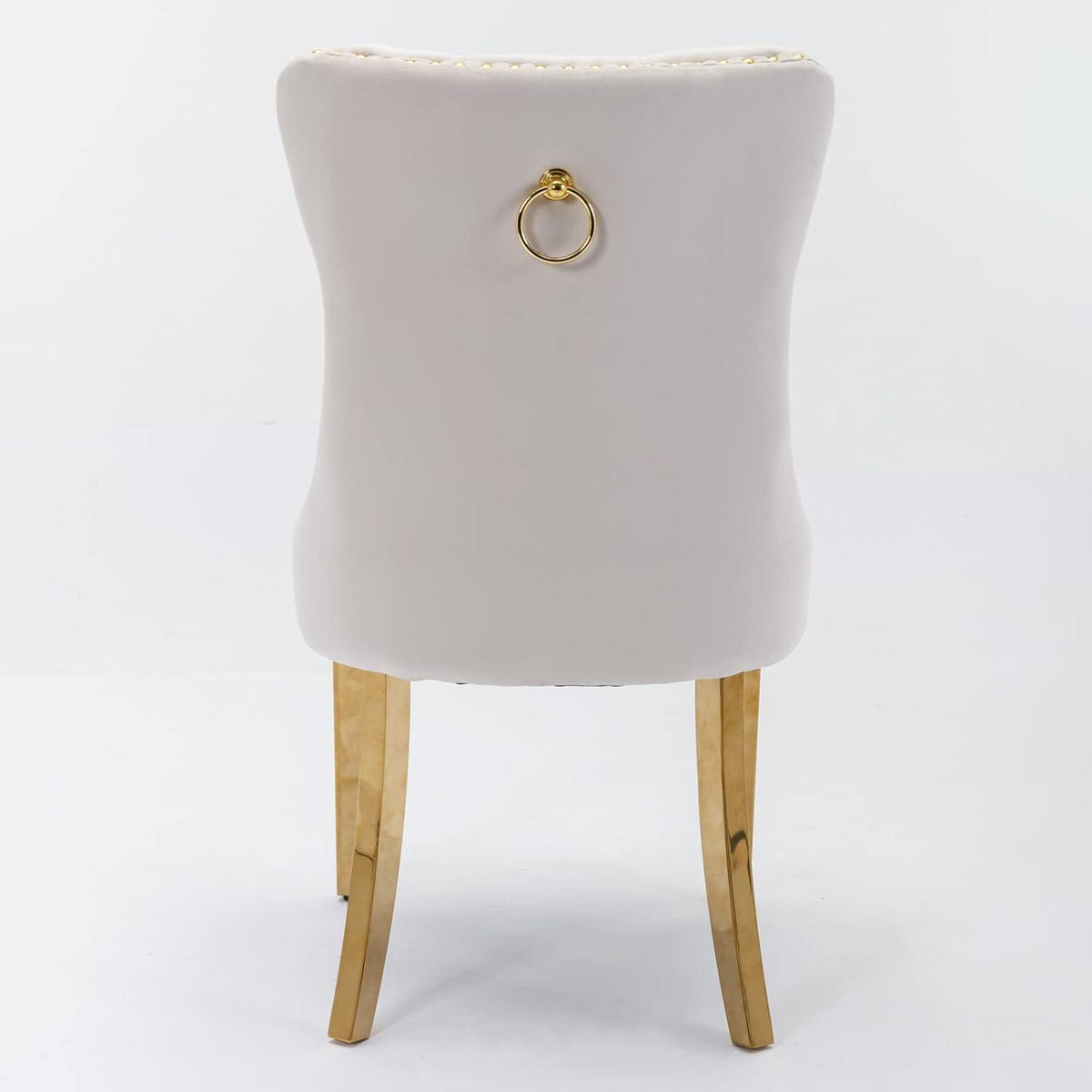 Esszimmerstühle Set 4er – Samt, Beige & Gold, Hochlehne