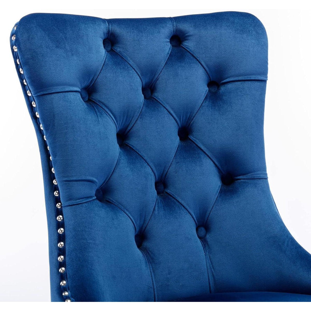 Esszimmerstühle 6er Set, Samt & Chrom, Blau