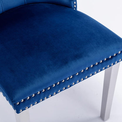 Esszimmerstühle 6er Set, Samt & Chrom, Blau