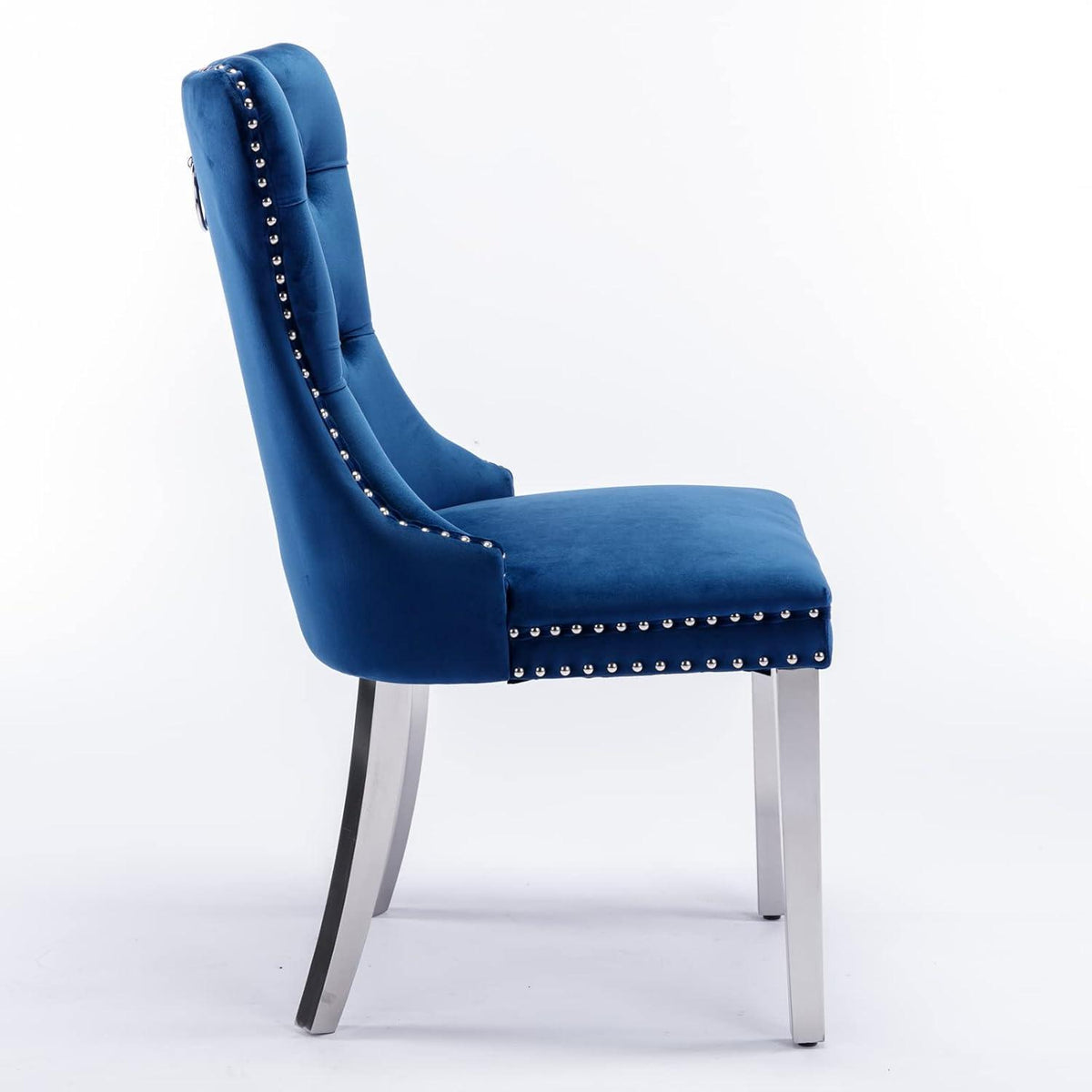 Esszimmerstühle 6er Set, Samt & Chrom, Blau
