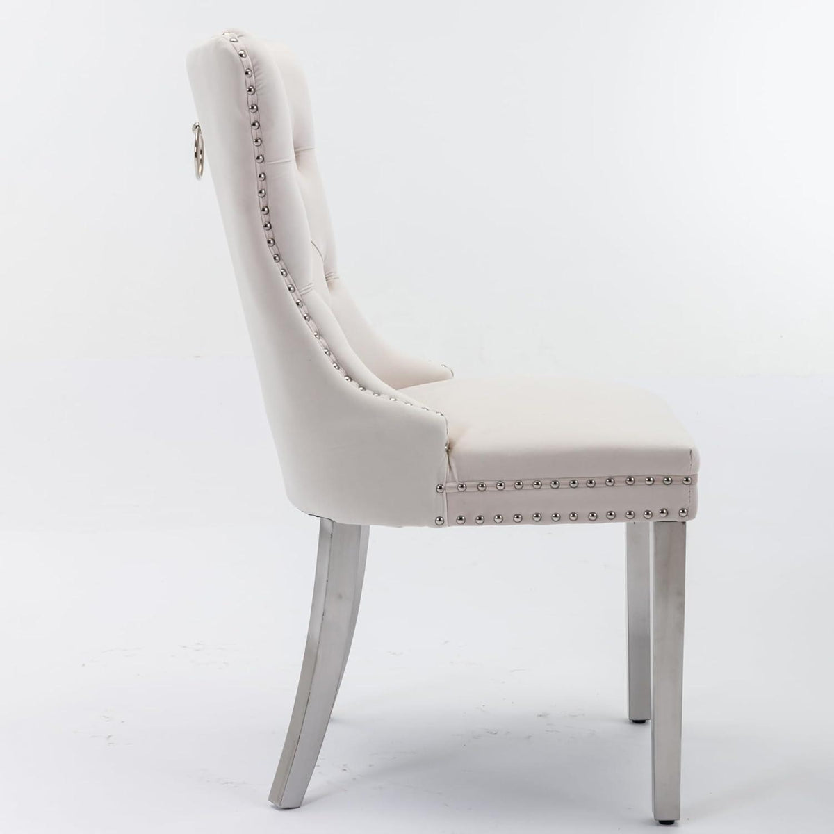 Esszimmerstühle 6er Set, Samt & Chrom, Beige