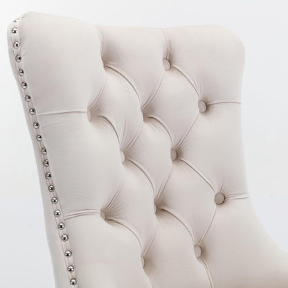 Esszimmerstuhl Set 2er – Samt, Beige & Chrom