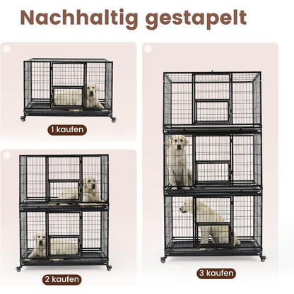 Faltbarer Hundekäfig mit 3 Türen – 82x52x56 cm