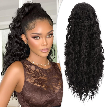 Lockiger Pferdeschwanz Extension 50cm – Gewellter Zopf für Damen
