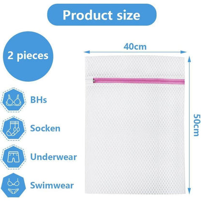 Wäschesäcke 2er-Set – Wäschenetz für Waschmaschine, Pink 40x50cm