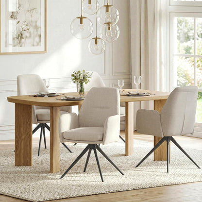 Drehbarer Esszimmerstuhl Beige 2er Set mit Armlehnen