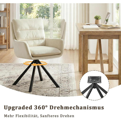 Drehbarer Esszimmerstuhl mit Armlehne – Cremeweiß