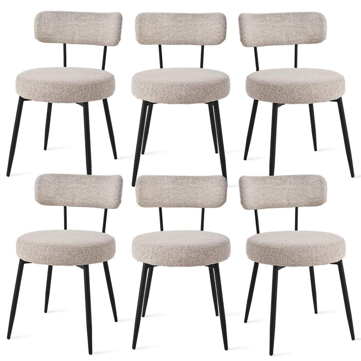 Esszimmerstühle 6er Set Bouclé Braun | Gepolsterte Küchenstühle Modern