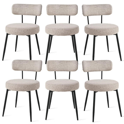 Esszimmerstühle 6er Set Bouclé Braun | Gepolsterte Küchenstühle Modern