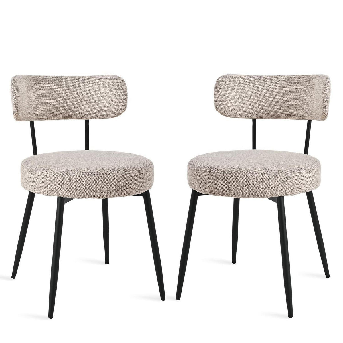 Esszimmerstühle 2er Set Bouclé Braun – Gepolsterte Küchenstühle