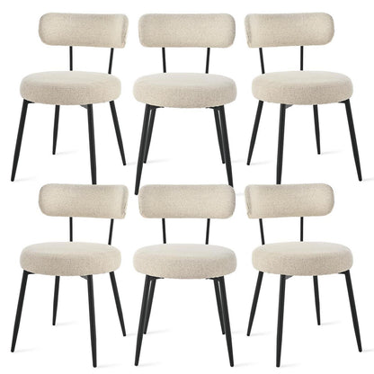 Esszimmerstühle 6er Set Bouclé Beige – Gepolsterte Küchenstühle