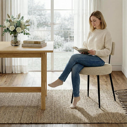 Esszimmerstühle 6er Set Bouclé Beige – Gepolsterte Küchenstühle