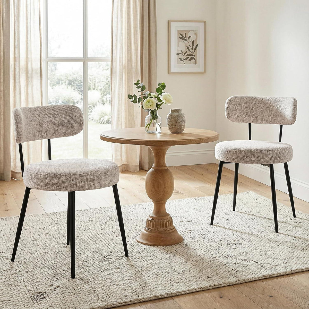 Esszimmerstühle 4er Set Bouclé Braun – Gepolsterte Küchenstühle