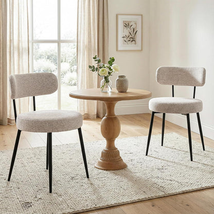 Esszimmerstühle 4er Set Bouclé Braun – Gepolsterte Küchenstühle