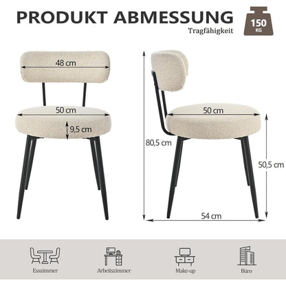 Esszimmerstühle 4er Set Bouclé Beige – Gepolsterte Küchenstühle