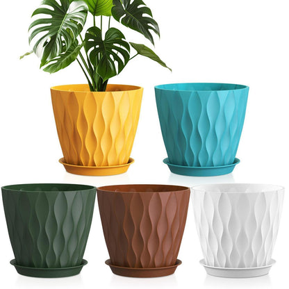 5x Blumentopf 20cm mit Untersetzer & Abflusslöchern