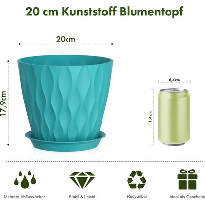 5x Blumentopf 20cm mit Untersetzer & Abflusslöchern