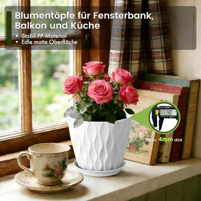 5x Blumentopf 20cm mit Untersetzer & Abflusslöchern