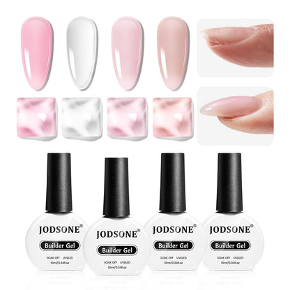 Builder Gel Set für Nagelverlängerung - 4er Set Pink, Nude, Weiß & Braun
