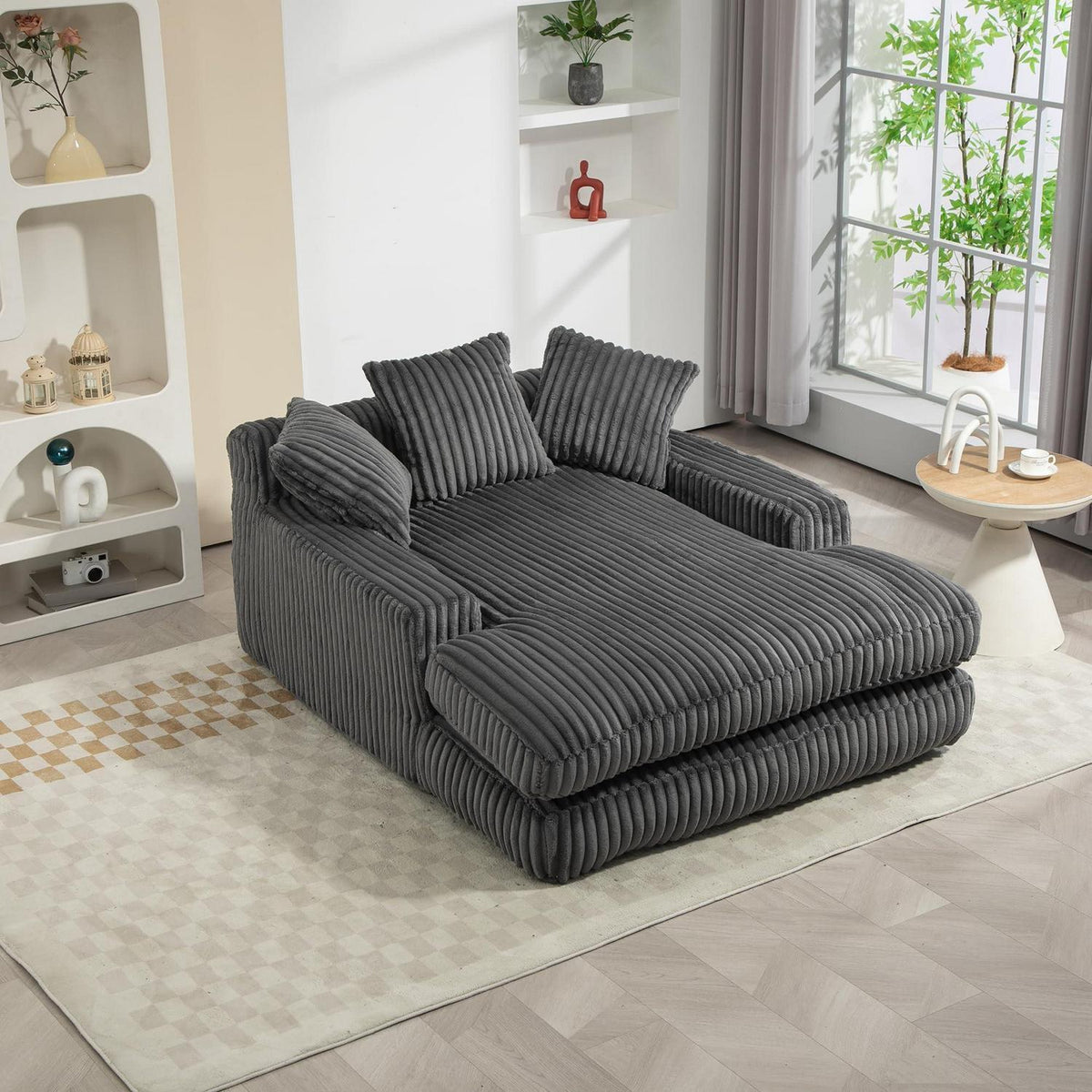 Cloud Sofa: Dunkelgraues Cord Schlafsofa mit Kissen & Komfort