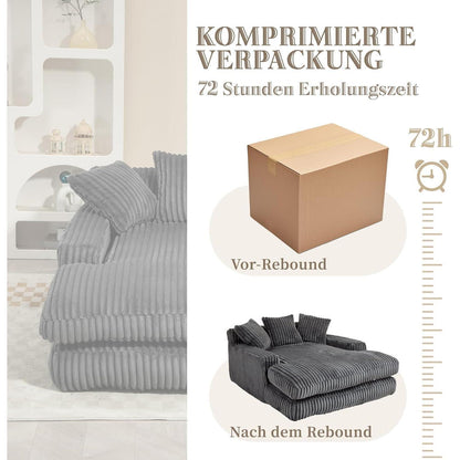Cloud Sofa: Dunkelgraues Cord Schlafsofa mit Kissen & Komfort