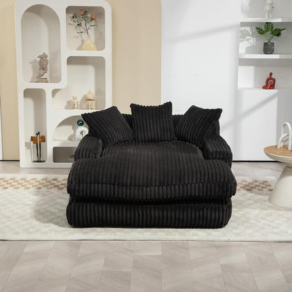 Schwarz Cord Schlafsofa mit Kissen – Komfortabler Entspannungskomfort