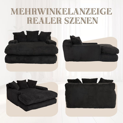 Schwarz Cord Schlafsofa mit Kissen – Komfortabler Entspannungskomfort
