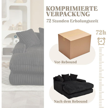 Schwarz Cord Schlafsofa mit Kissen – Komfortabler Entspannungskomfort