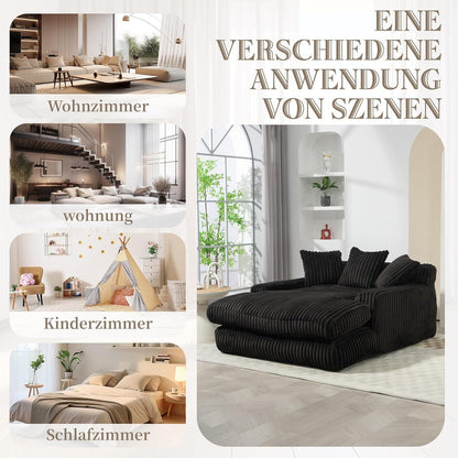 Schwarz Cord Schlafsofa mit Kissen – Komfortabler Entspannungskomfort