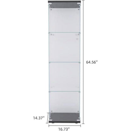 Glasvitrine Standvitrine Schwarz 4 Etagen 1 Tür