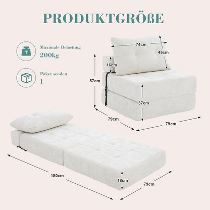 Klappbares Schlafsofa mit Kissen | Boneless Couch für Wohnzimmer
