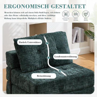 Klappbares Schlafsofa Smaragd – Komfortables Boneless Sofa ohne Montage