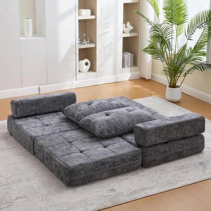 Klappbares Schlafsofa mit Kissen – Grau, Komfort & Platzsparend