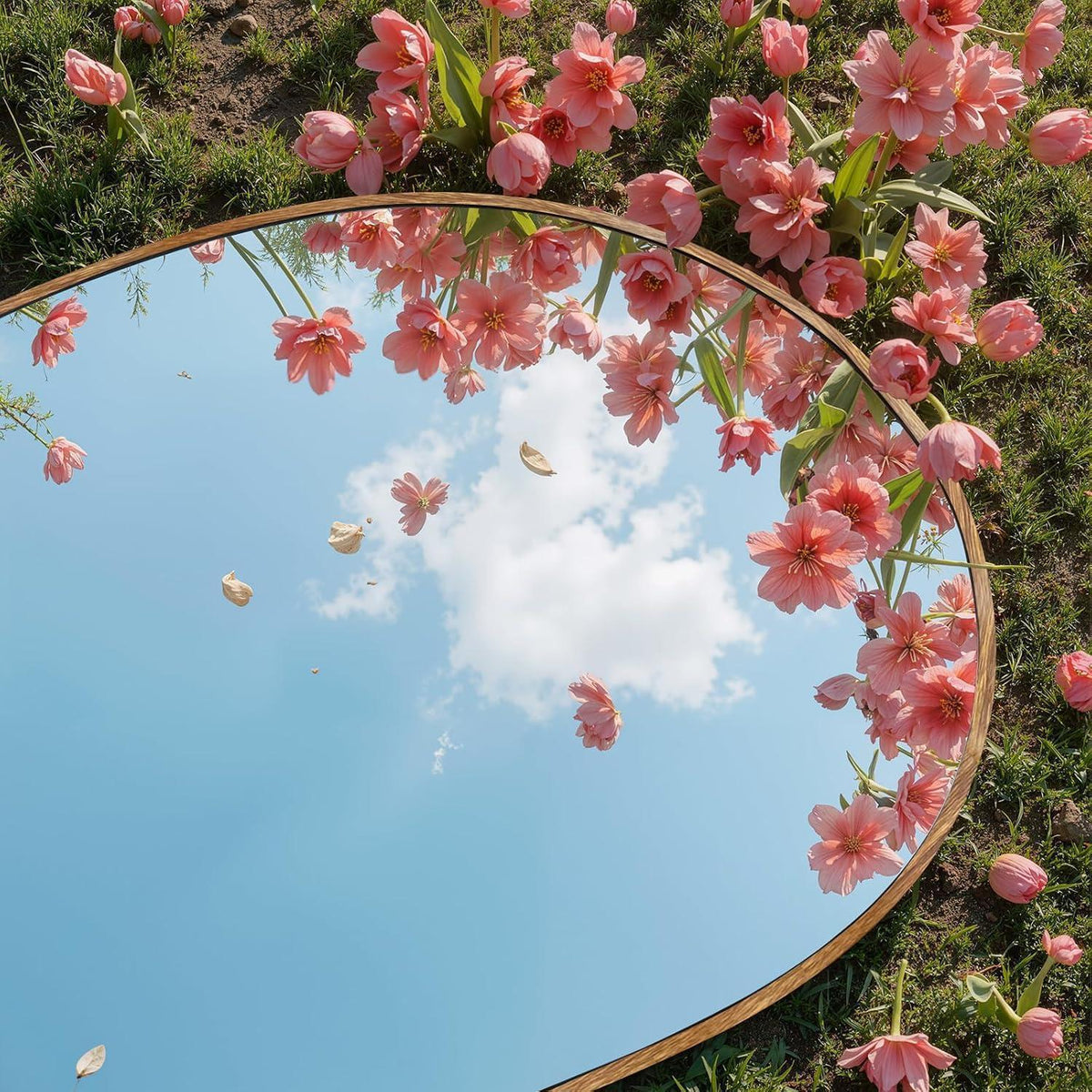 Ganzkörperspiegel gebogen, 180x76cm, Goldene Phoebe-Optik