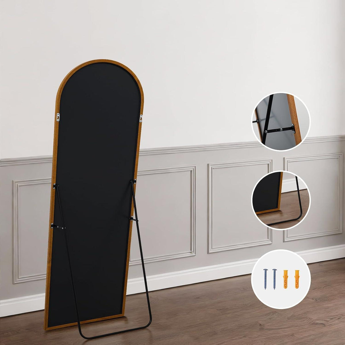 Ganzkörperspiegel gebogen, 180x76cm, Goldene Phoebe-Optik