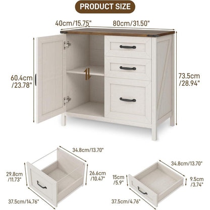 Aktenschrank 80cm Bauernhausstil Weiß – A4 Hängeregister