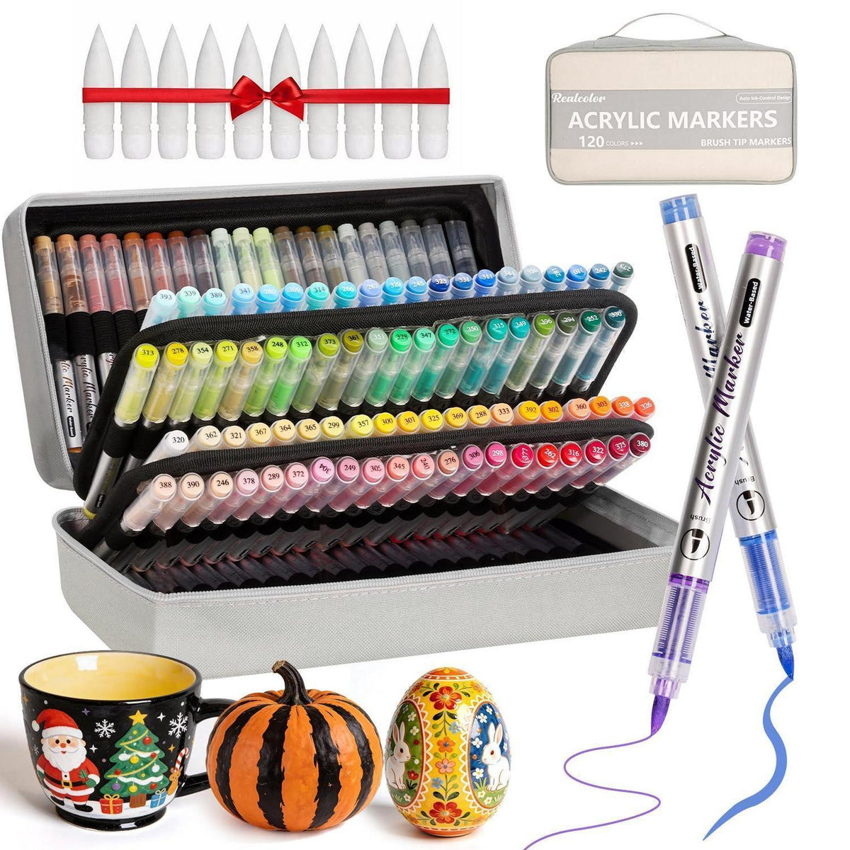 120 Acrylfarbmarker Set mit Pinselspitze – Vielseitig & Geschenkidee
