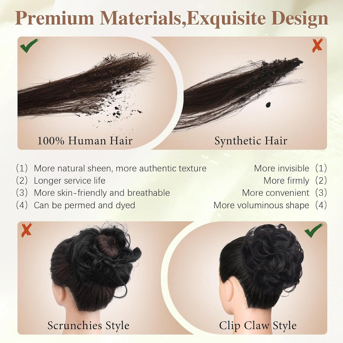 Echthaar Dutt Clip-in – Natürlicher Messy Bun für Damen