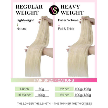 Echthaar Tressen Aschblond 35cm - Remy Weft Extensions