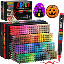 320 Acrylstifte Set Wasserfest – Pinselmarker für Stein, Holz & Co.