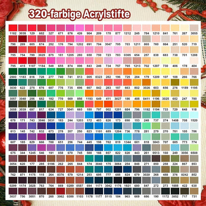 320 Acrylstifte Set Wasserfest – Pinselmarker für Stein, Holz & Co.
