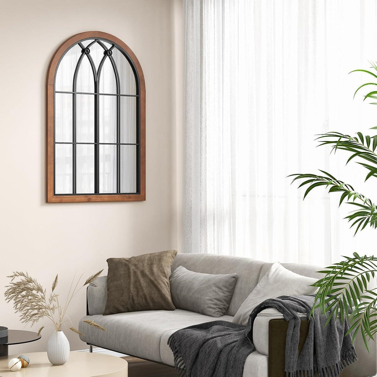 Wandspiegel Fensteroptik 90x60cm Holzrahmen Vintage Spiegel
