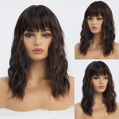 Dunkelbraune Wellenperücke 40cm – Natürlicher Look