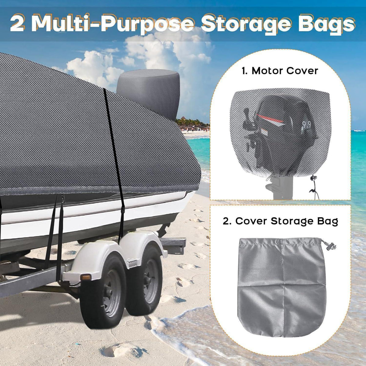 Bootsplane Wasserdicht 420D Oxford – Abdeckung für 14-16ft Boote