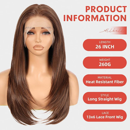 Dunkelbraune 22" Lace Front Perücke Gerade, Glueless & Vielseitig