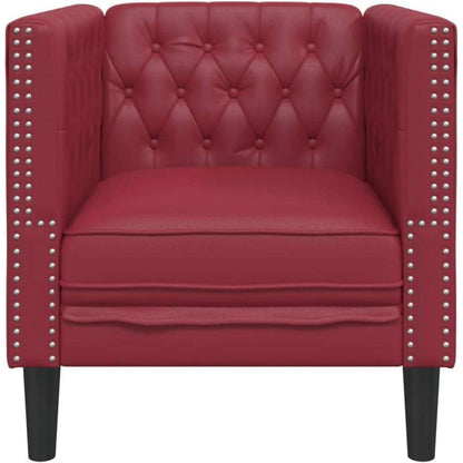 Chesterfield Sessel Kunstleder Wein – 1-Sitzer Polstersofa