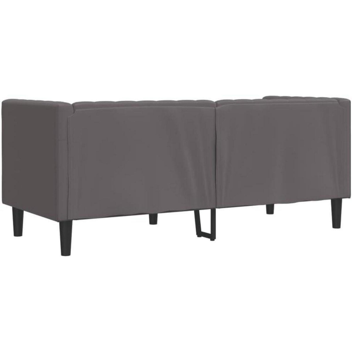 Chesterfield Sofa 2-Sitzer Grau Kunstleder Polstersofa
