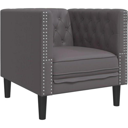 Chesterfield Sessel Grau Kunstleder – 1-Sitzer Polstersofa