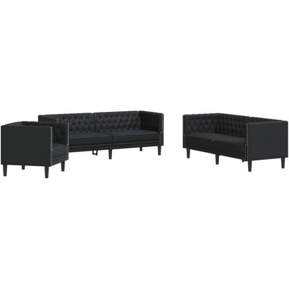 Chesterfield Polstersofa Schwarz – Sessel, 2-Sitzer & 3-Sitzer