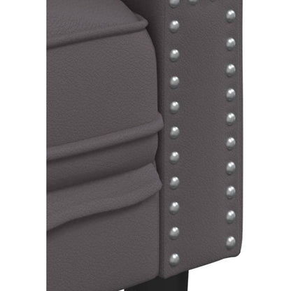 Chesterfield Sofa 2-Sitzer + 3-Sitzer Grau Kunstleder
